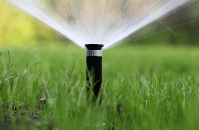 sprinkler system spraying water